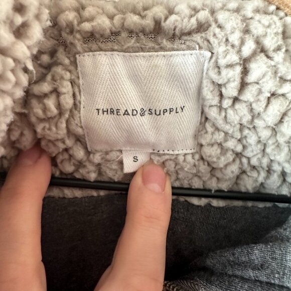 Women's S Thread & Supply Fleece Quarter Zip Pullover Charcoal Sherpa - Picture 5 of 8